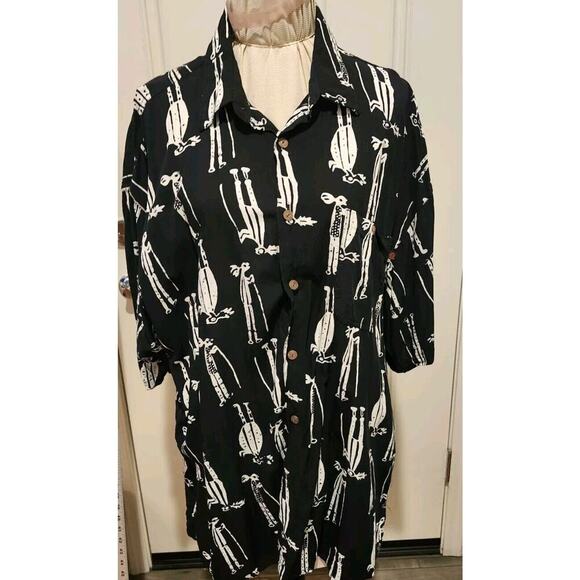 Mad Gringo Other - Vintage Mad Gringo Hawaiian Shirt Mens Size 2 XL Black White Button Up